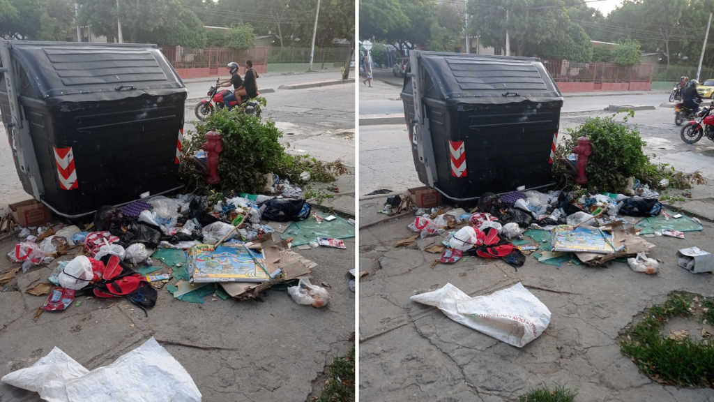 ¡Vuelve y juega! Contenedor en la avenida del Río se desborda de basura ...